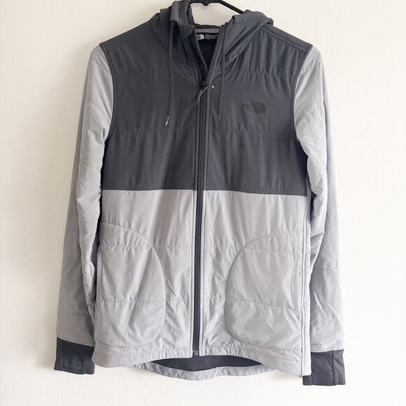 North Face Women's XS Mountain Peaks Quilted Insulated Hooded Jacket Grays - Picture 1 of 15